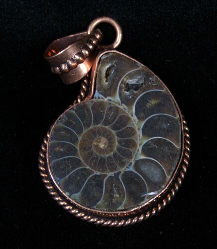 Copper Ammonite Pendant #3374